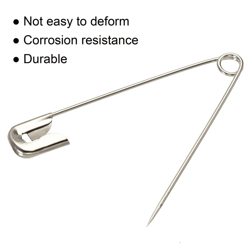 Safety Pins 6 Sizes Metal Sewing Pins for Office Home Silver Tone 240Pcs
