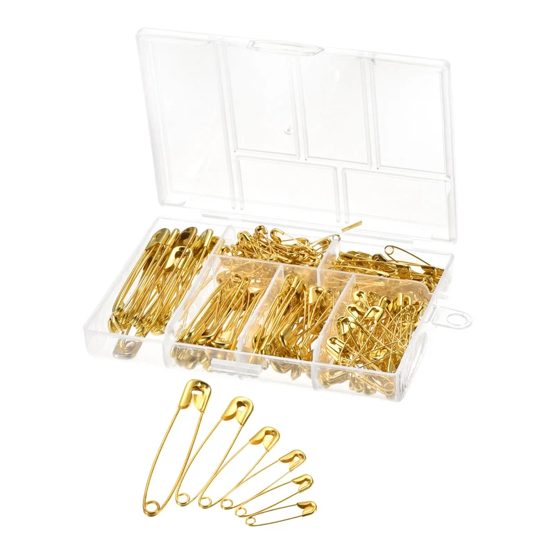 Safety Pins 6 Sizes Metal Sewing Pins for Office Home Silver Tone 240Pcs