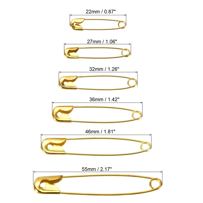 Safety Pins 6 Sizes Metal Sewing Pins for Office Home Silver Tone 240Pcs