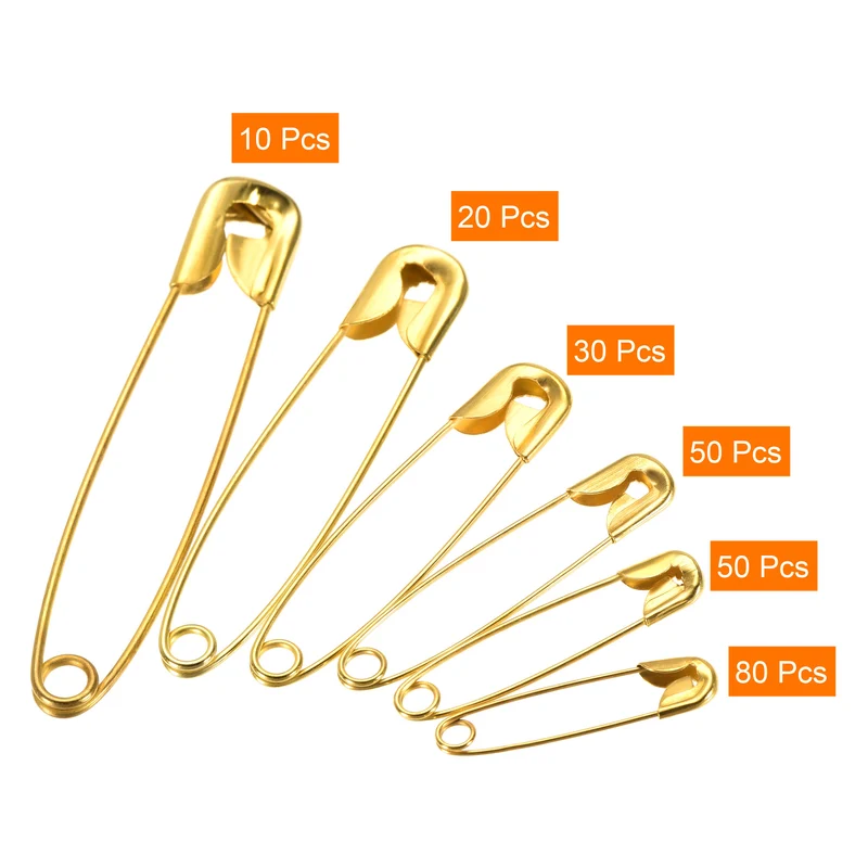 Safety Pins 6 Sizes Metal Sewing Pins for Office Home Silver Tone 240Pcs