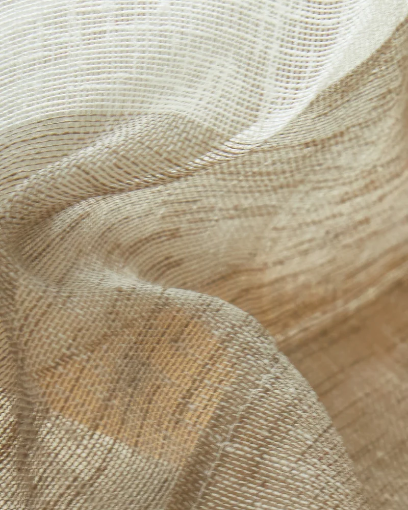 Raw Linen Blend Striped Patterned Semi-Sheer Custom Cafe Curtain