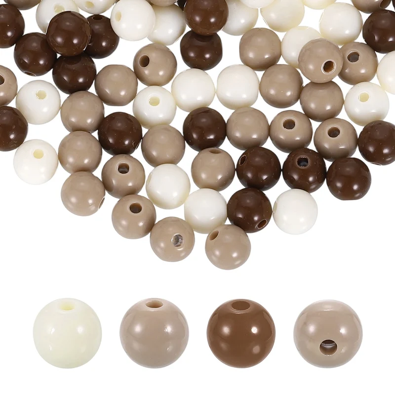 200pcs Khaki Acrylic Round Beads 8mm Plastic Resin Loose Bead