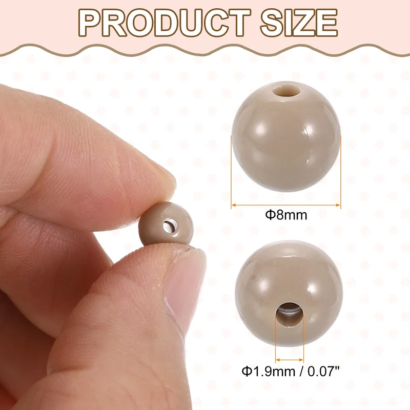 200pcs Khaki Acrylic Round Beads 8mm Plastic Resin Loose Bead