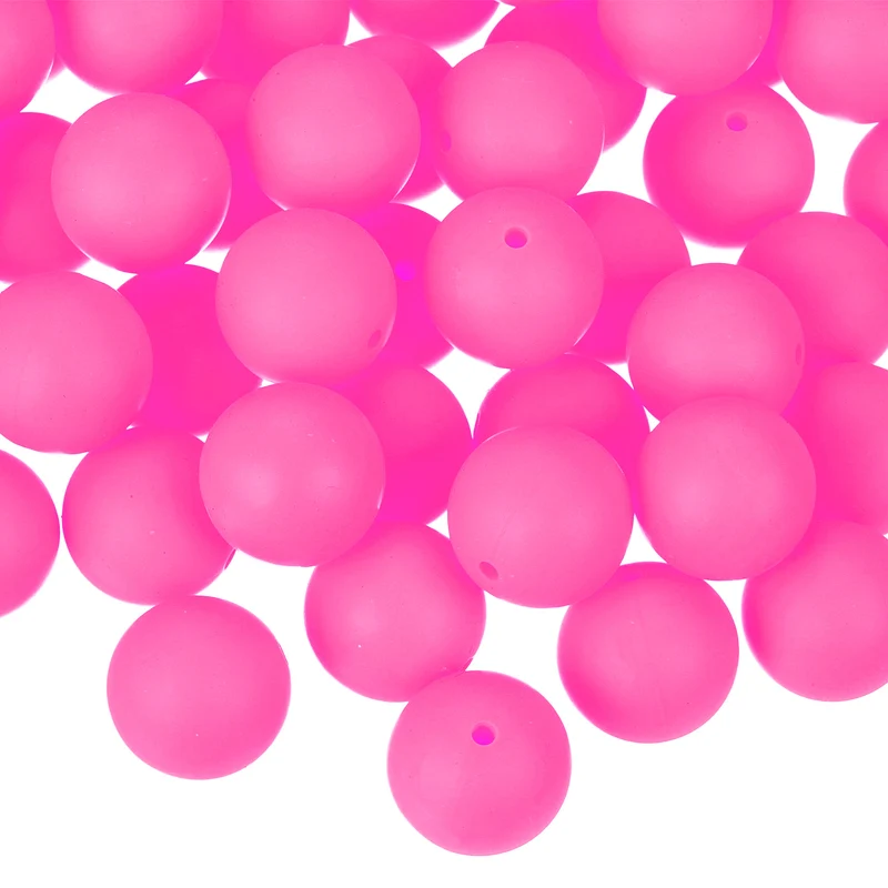 50Pcs 19mm Silicone Beads, Round Loose Rubber Bead for DIY (Rose Red)
