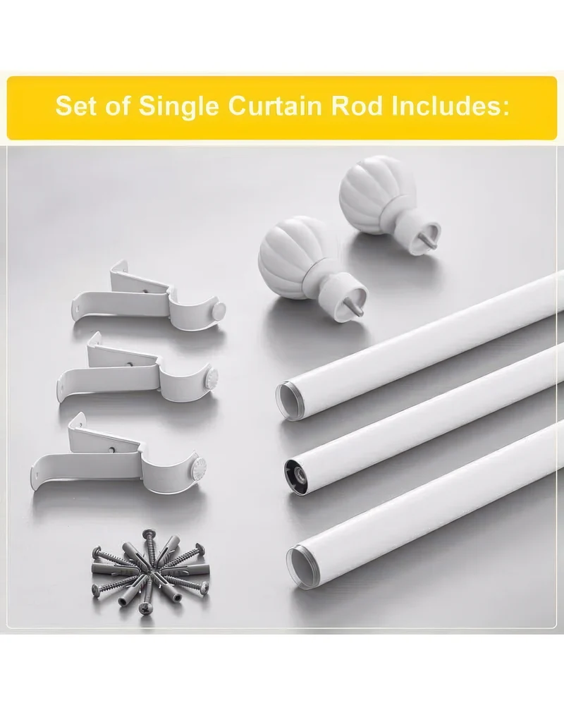 Reeded Ball Adjustable Finials Curtain Rod