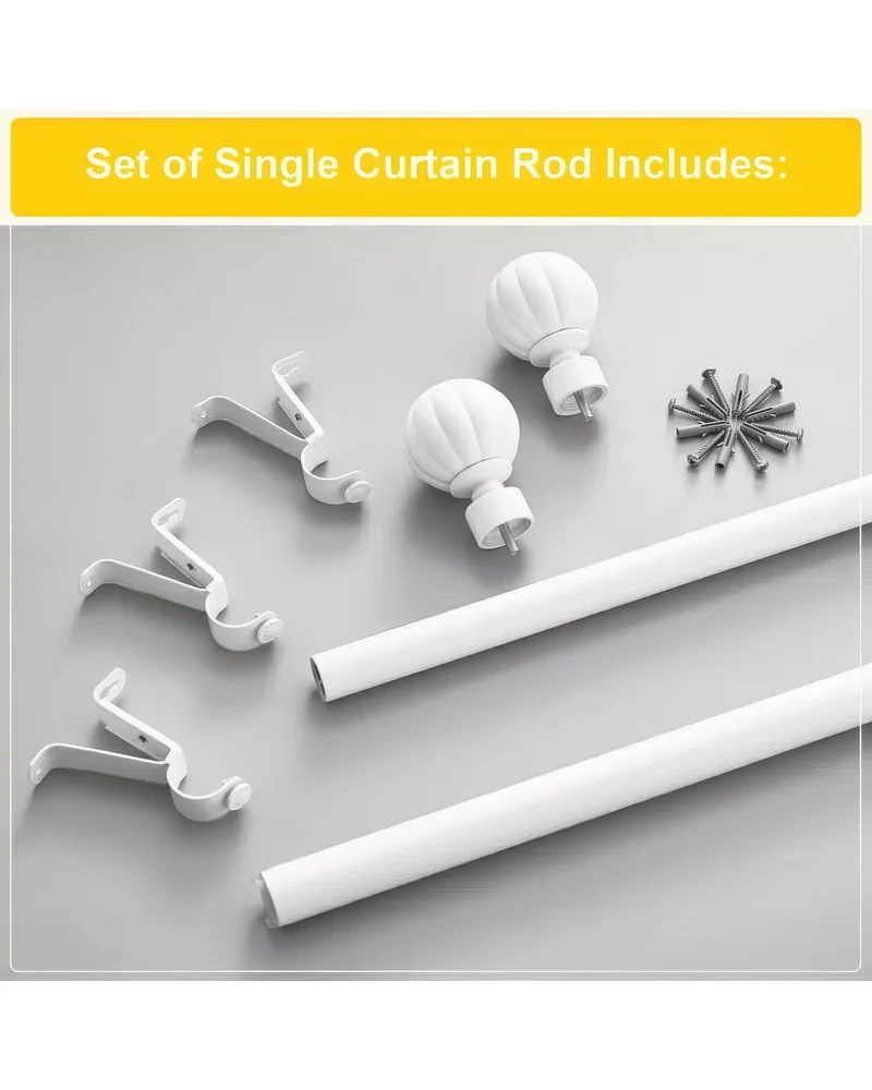Reeded Ball Adjustable Finials Curtain Rod