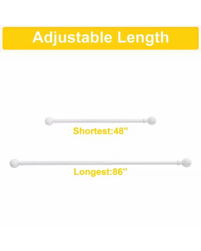 Reeded Ball Adjustable Finials Curtain Rod