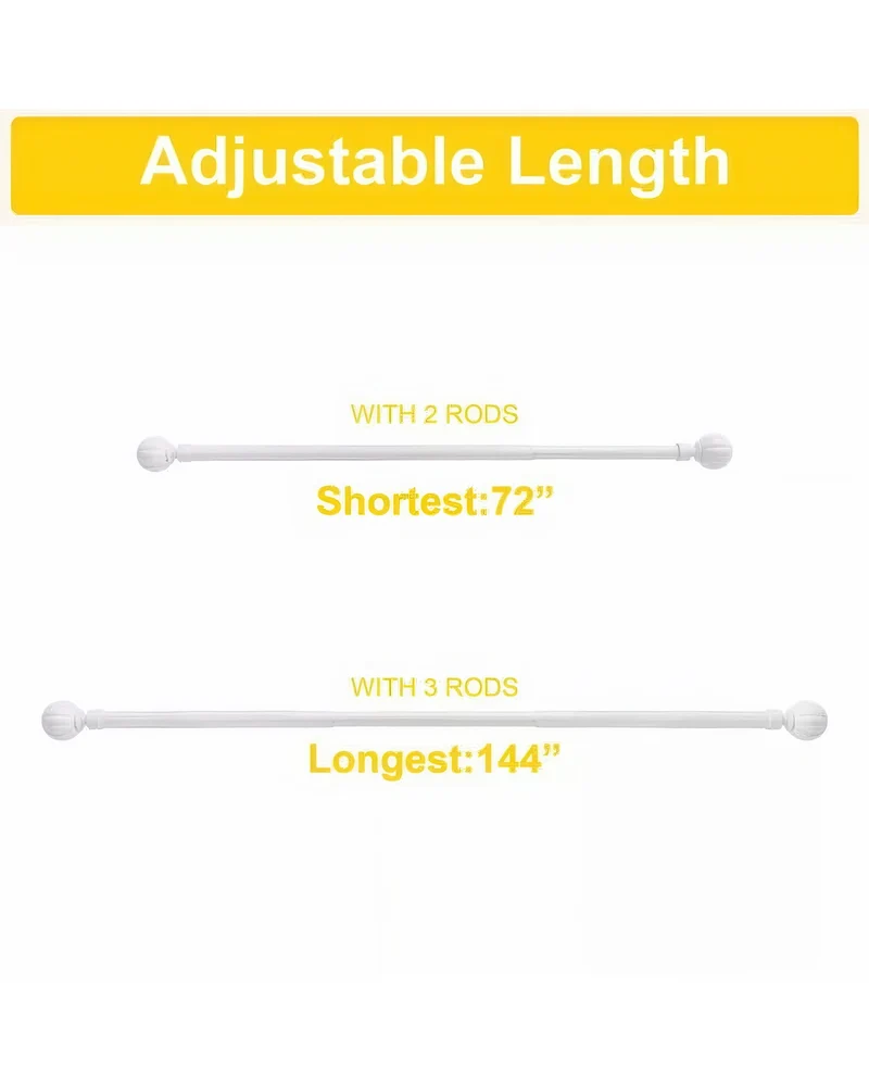 Reeded Ball Adjustable Finials Curtain Rod