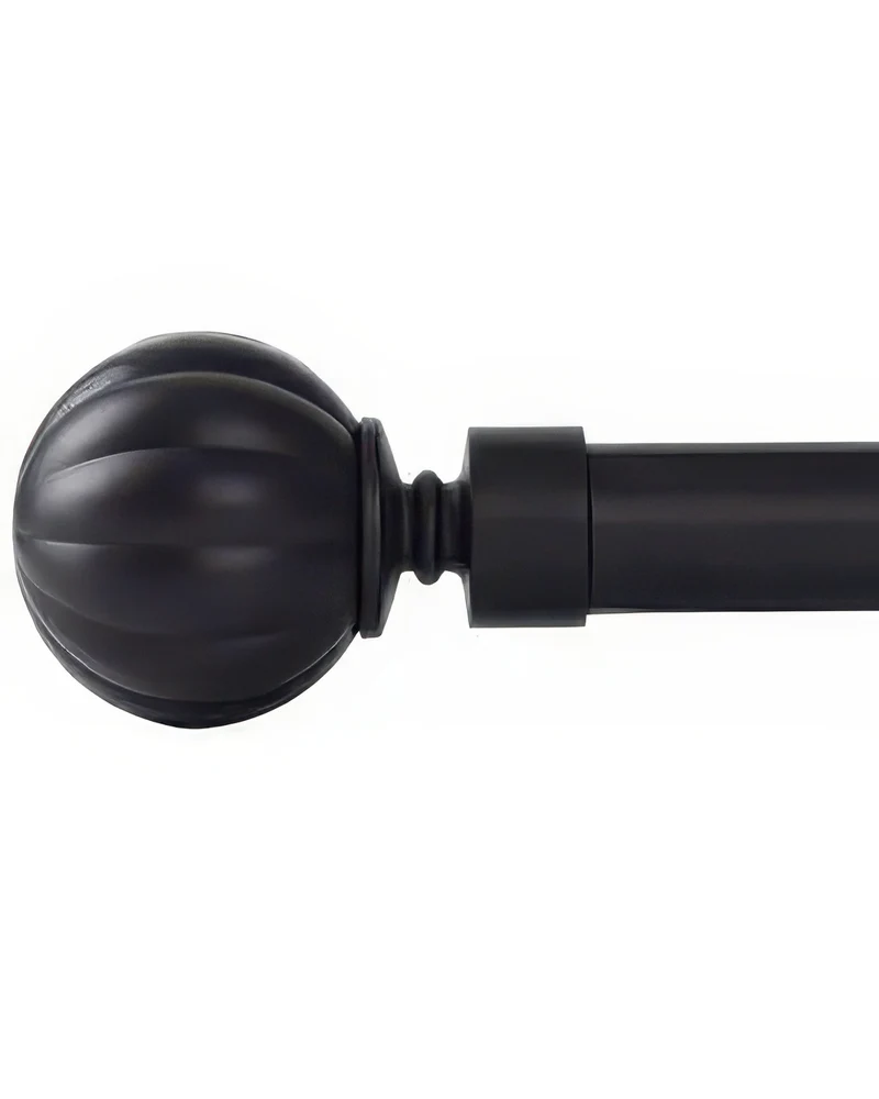 Reeded Ball Adjustable Finials Curtain Rod