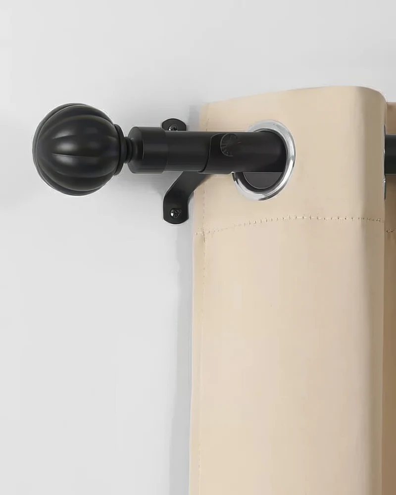Reeded Ball Adjustable Finials Curtain Rod