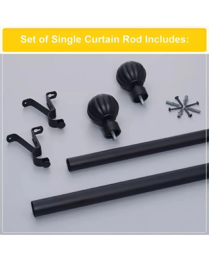 Reeded Ball Adjustable Finials Curtain Rod