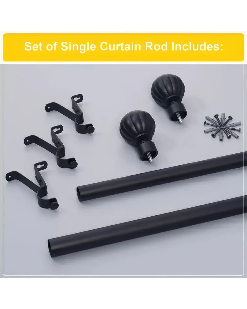 Reeded Ball Adjustable Finials Curtain Rod