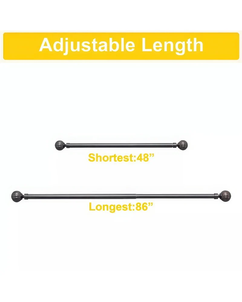 Reeded Ball Adjustable Finials Curtain Rod