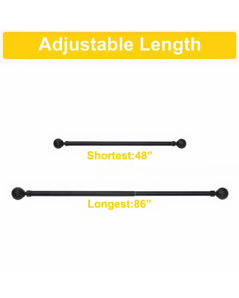 Reeded Ball Adjustable Finials Curtain Rod