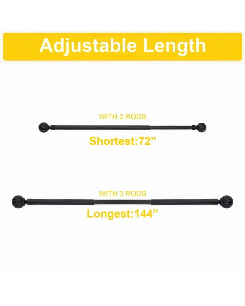 Reeded Ball Adjustable Finials Curtain Rod