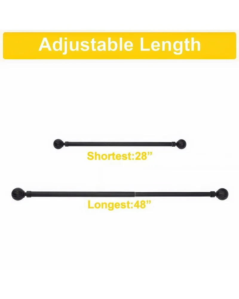 Reeded Ball Adjustable Finials Curtain Rod