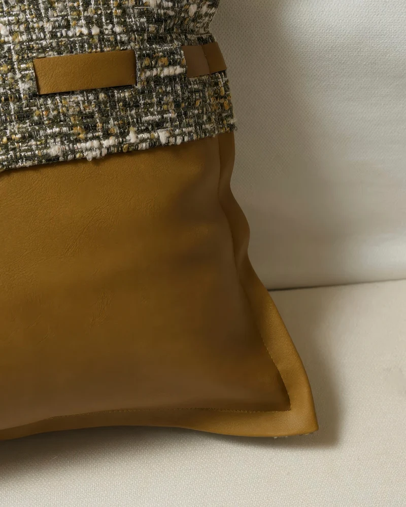 Juliette Textured Faux Leather Throw Pillowcase