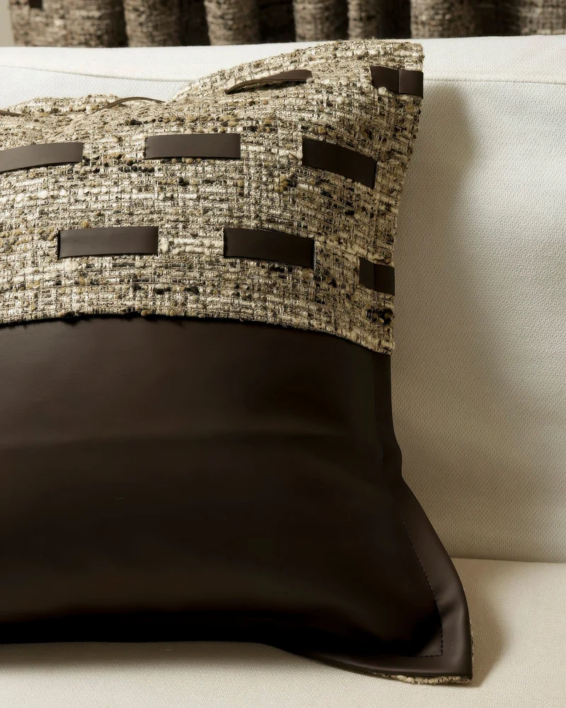 Juliette Textured Faux Leather Throw Pillowcase