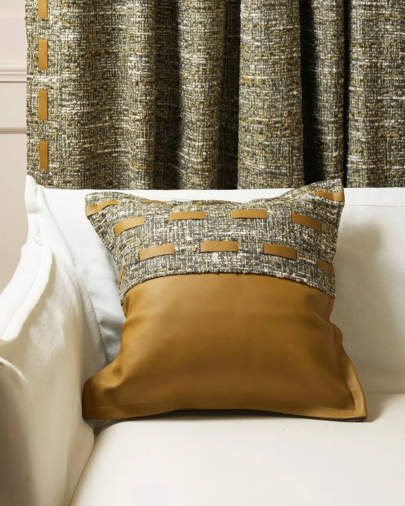 Juliette Textured Faux Leather Throw Pillowcase