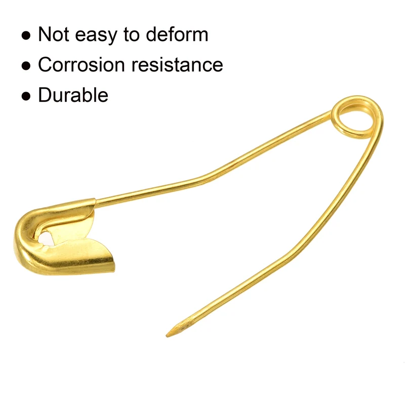 Safety Pins 38mm/1.5 Inch Curved Metal Sewing Pins Silver Tone 60 Count