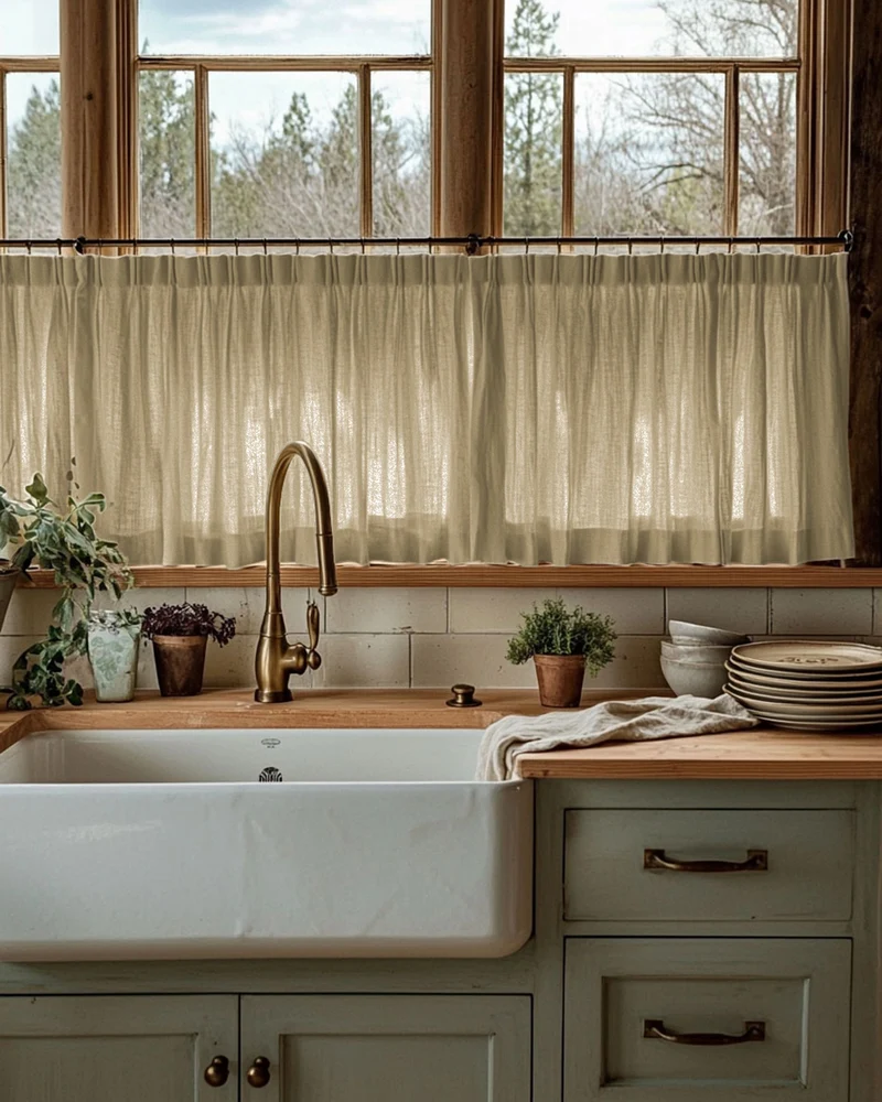 Tehreem Textured Sheer Custom Cafe Curtain