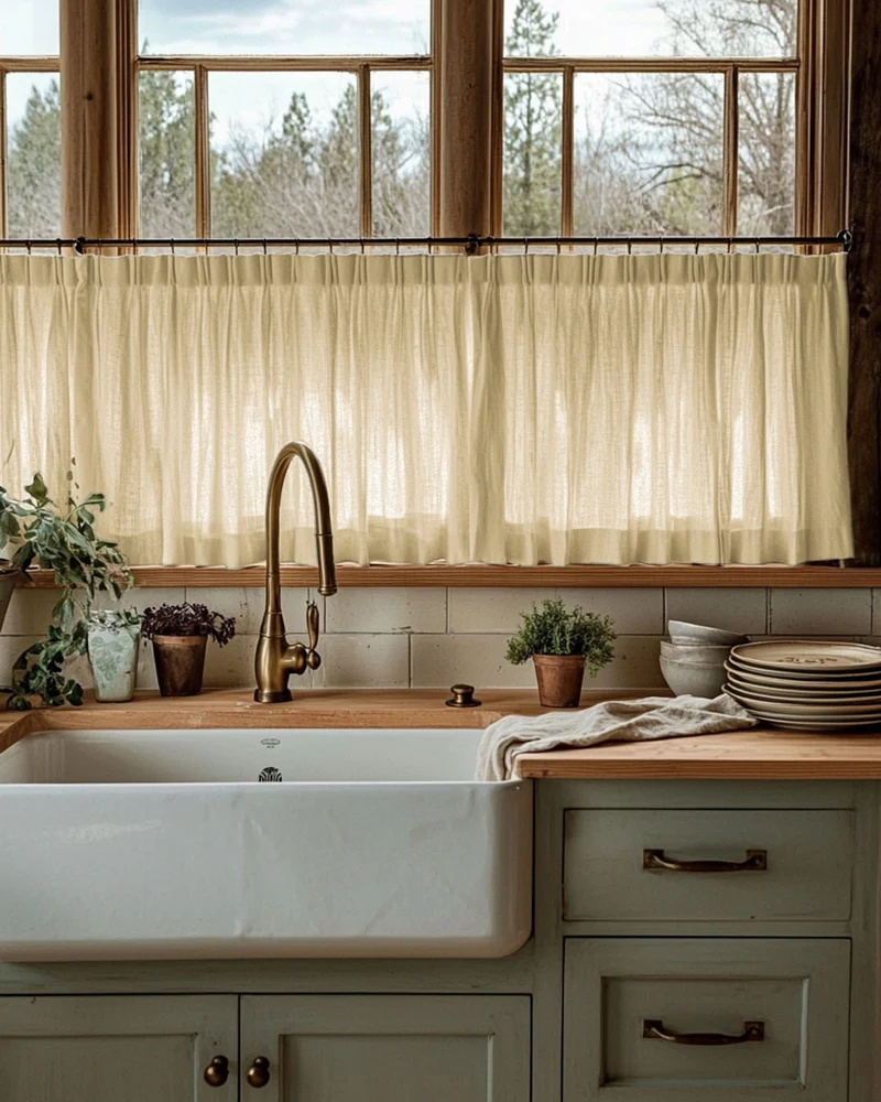 Tehreem Textured Sheer Custom Cafe Curtain