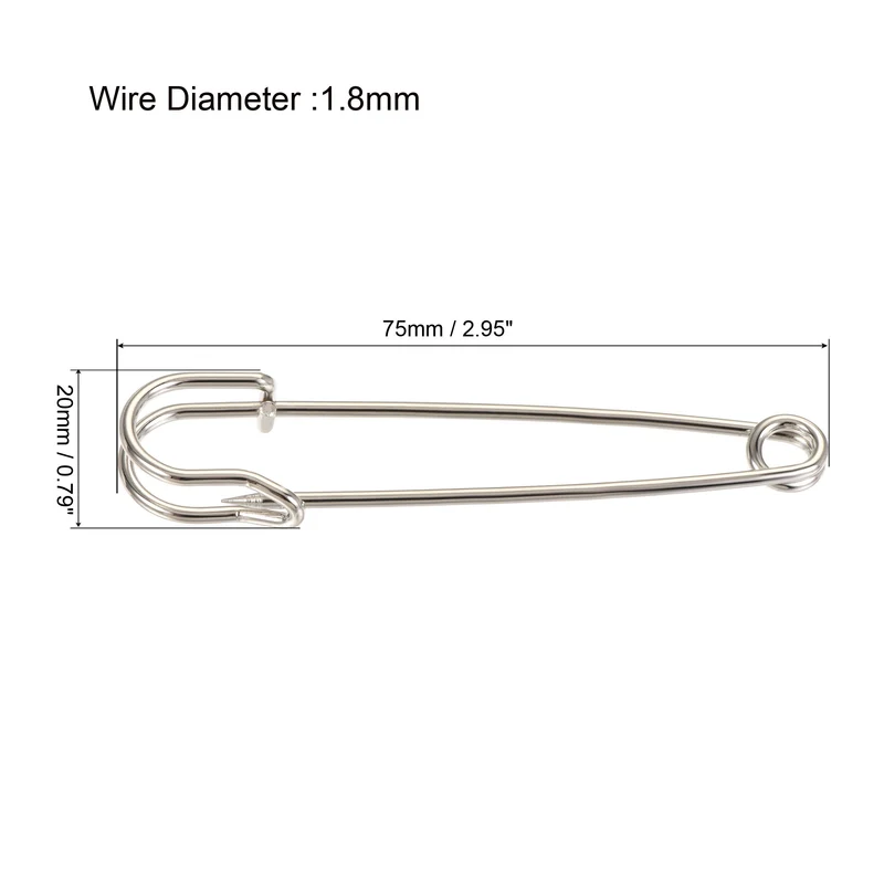 Safety Pins Large Metal Sewing Pins for Office, Home