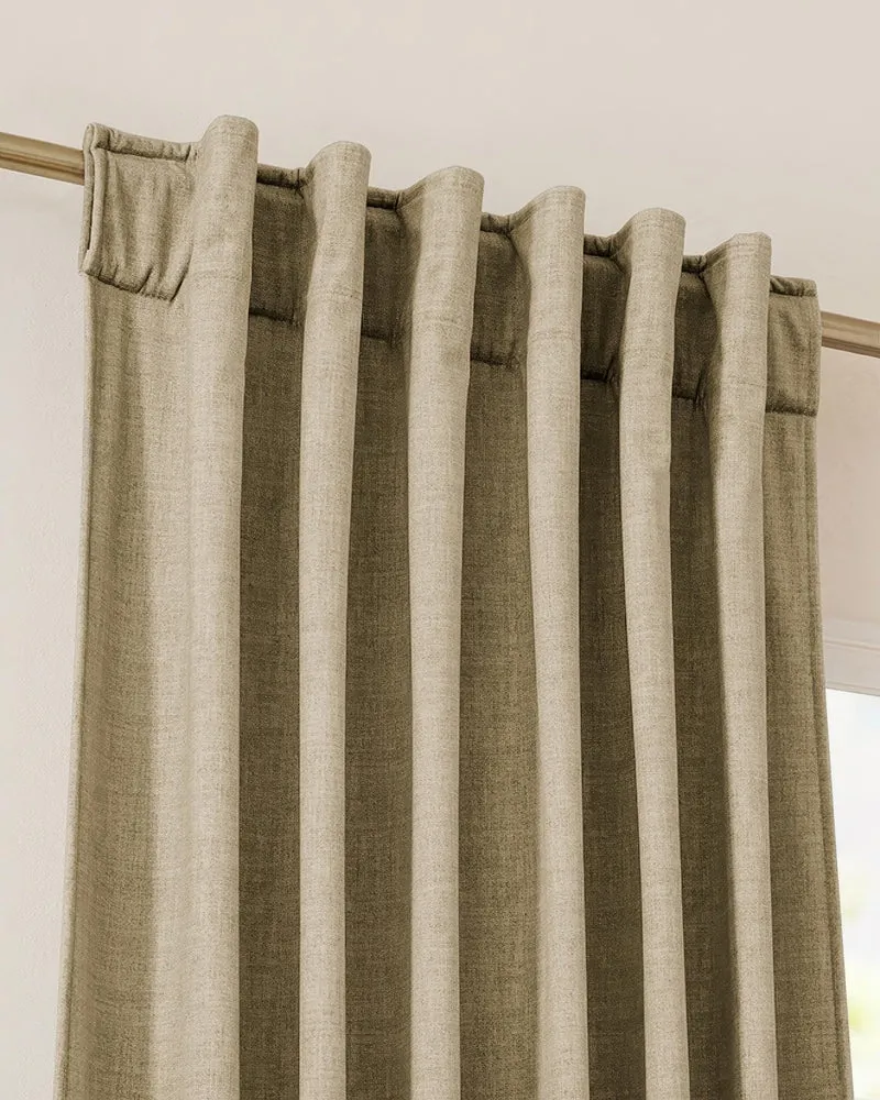 Jazlynn 4 Layers Linen Patterned Velvet Heavyweight Soundproof Custom Curtain