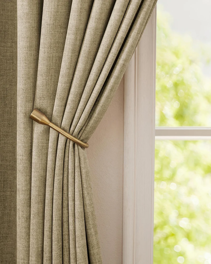 Jazlynn 4 Layers Linen Patterned Velvet Heavyweight Soundproof Custom Curtain