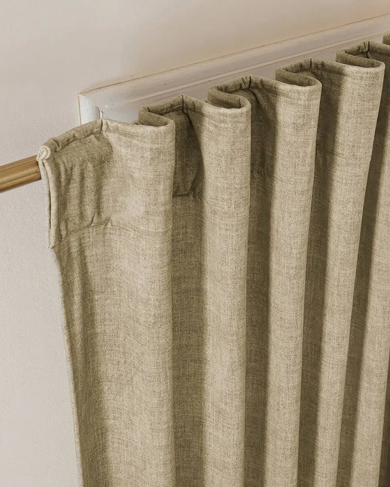 Jazlynn 4 Layers Linen Patterned Velvet Heavyweight Soundproof Custom Curtain