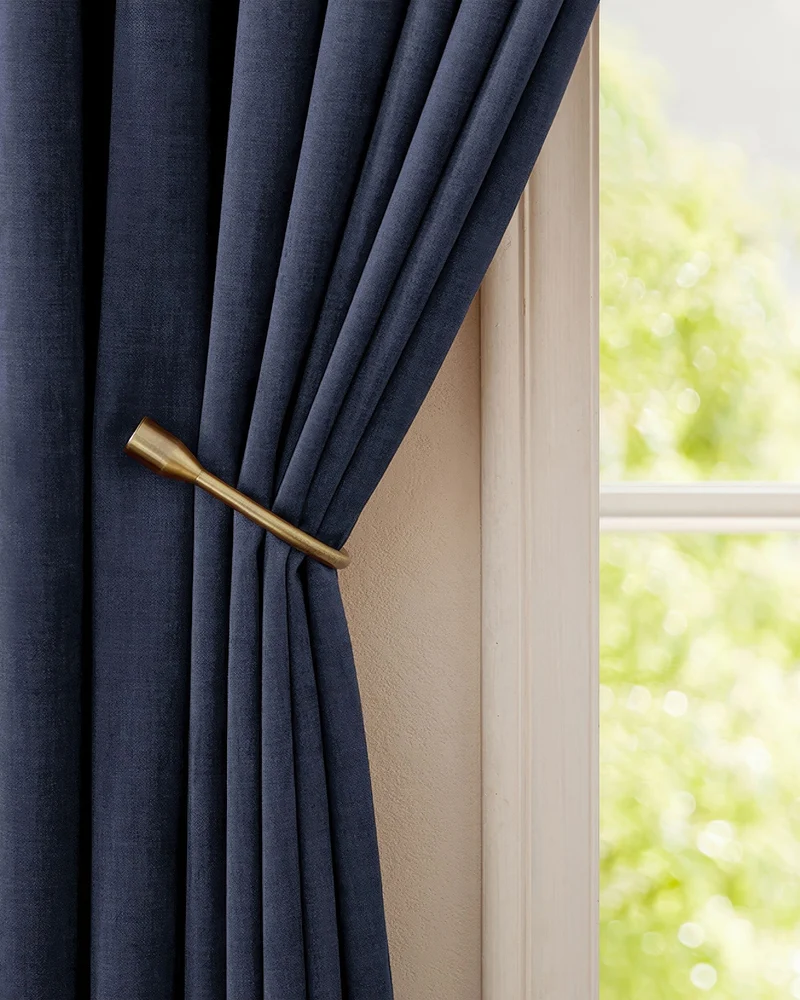 Jazlynn 4 Layers Linen Patterned Velvet Heavyweight Soundproof Custom Curtain