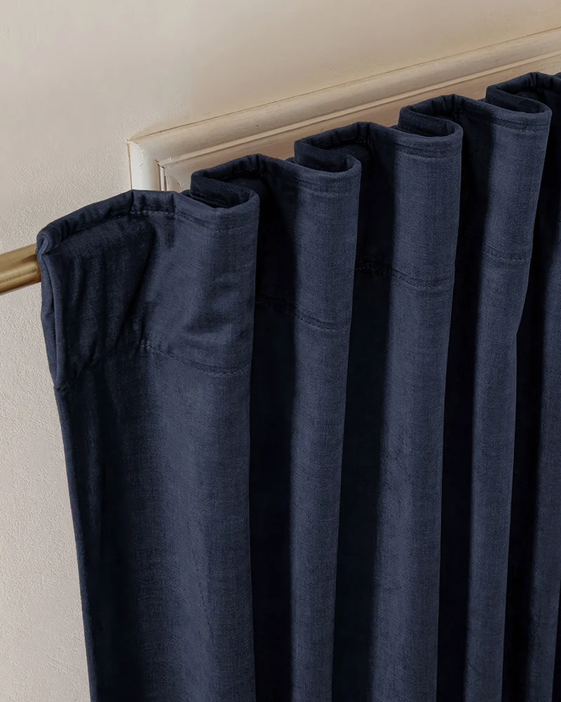 Jazlynn 4 Layers Linen Patterned Velvet Heavyweight Soundproof Custom Curtain