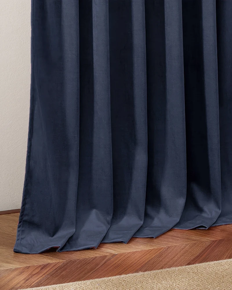 Jazlynn 4 Layers Linen Patterned Velvet Heavyweight Soundproof Custom Curtain
