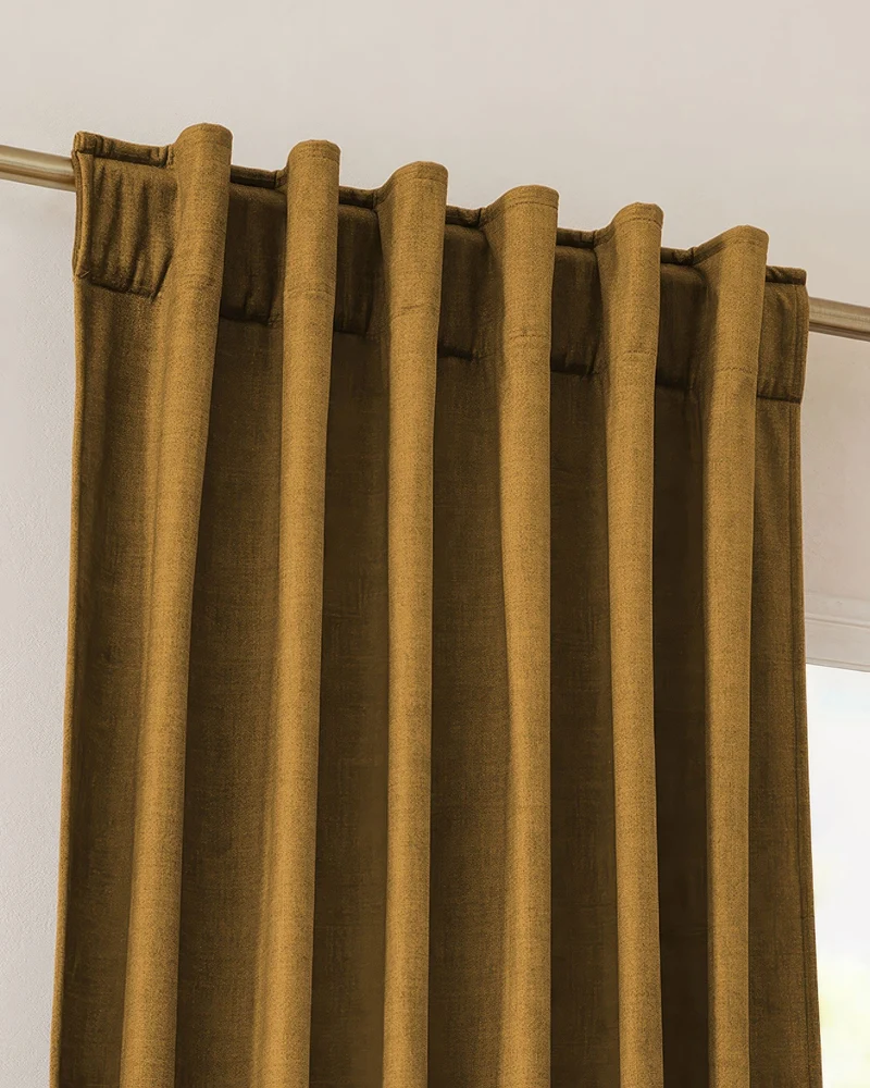Jazlynn 4 Layers Linen Patterned Velvet Heavyweight Soundproof Custom Curtain