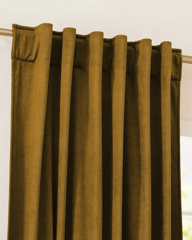 Jazlynn 4 Layers Linen Patterned Velvet Heavyweight Soundproof Custom Curtain