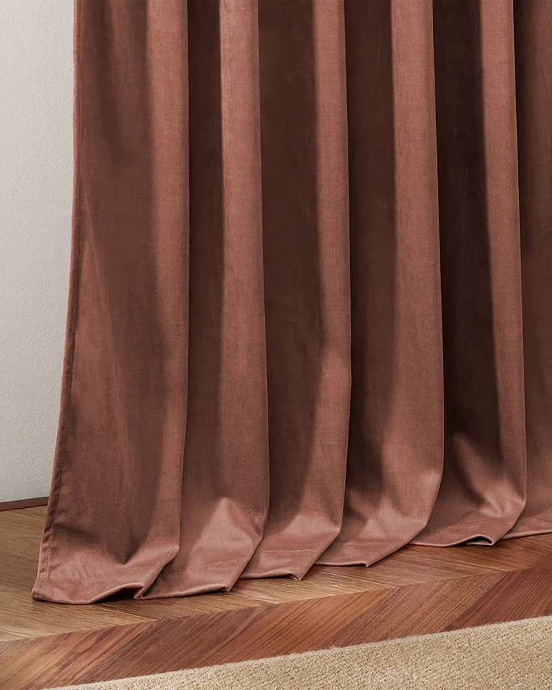 Jazlynn 4 Layers Linen Patterned Velvet Heavyweight Soundproof Custom Curtain
