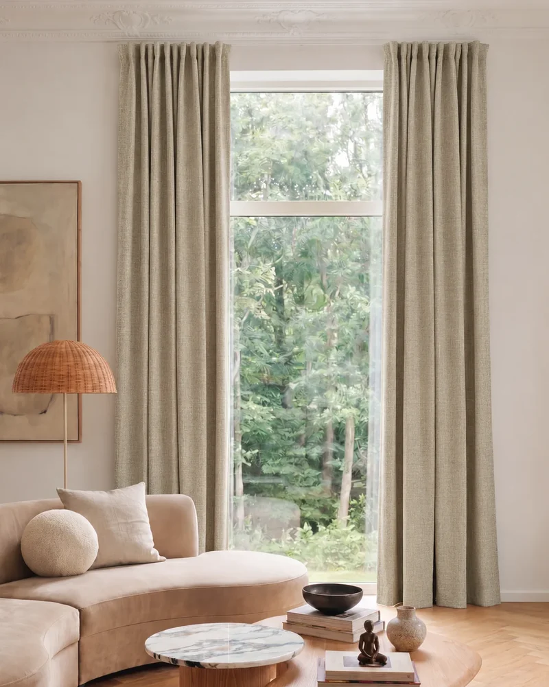 Jazlynn 4 Layers Linen Patterned Velvet Heavyweight Soundproof Custom Curtain