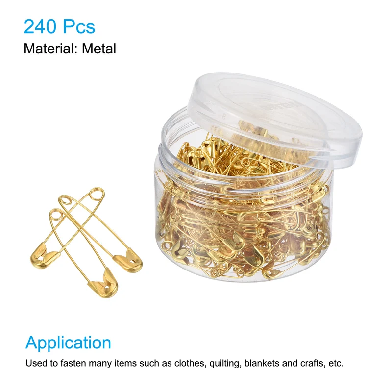 Safety Pins, Metal, Sewing Pins with Box for Office Home