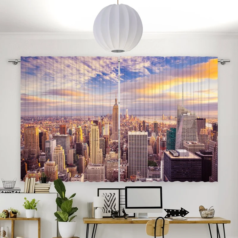 Vorhang Motiv "Sunset New York City Skyline"