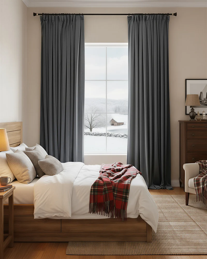 Moonlit 4 Layers Heavyweight Soundproof Thermal 100% Blackout Velvet Custom Curtain