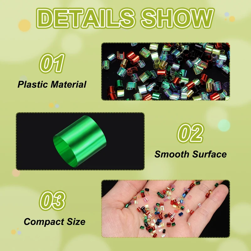 Straw Tube Beads, 150 g 3D Plastic Beads for Crystal Mud Dark Green