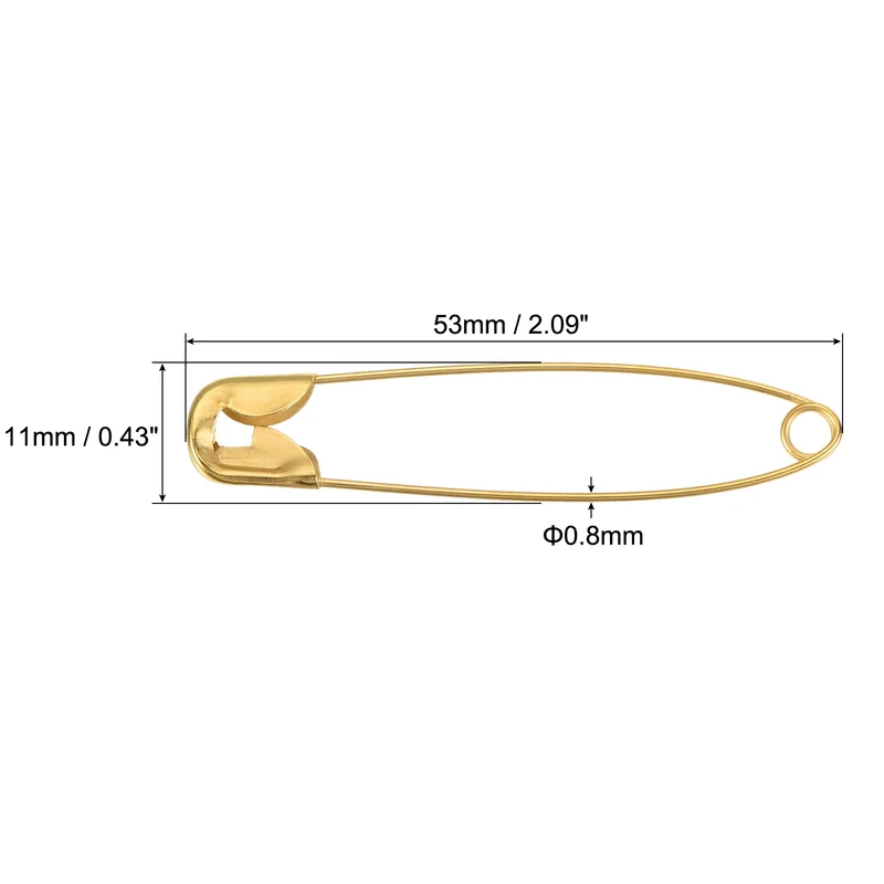 Safety Pins 1.77 Inch Metal Sewing Pins for Office Home Gold Tone 60 Count