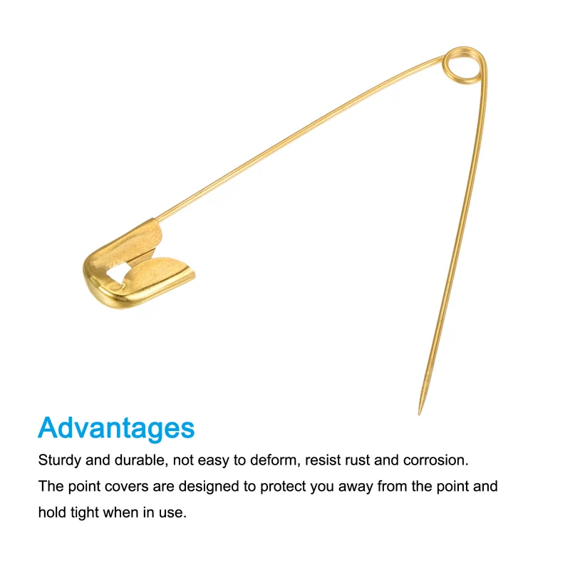 Safety Pins 1.77 Inch Metal Sewing Pins for Office Home Gold Tone 60 Count
