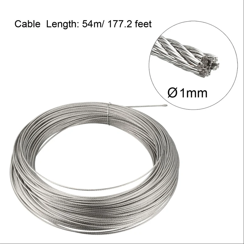 Uxcell Stainless Steel Wire Rope Cable 304 Grade for Hoist Lifting Grinder Pulley Wheel