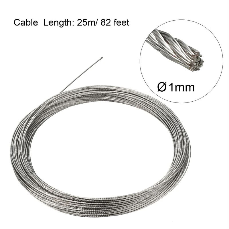 Uxcell Stainless Steel Wire Rope Cable 304 Grade for Hoist Lifting Grinder Pulley Wheel