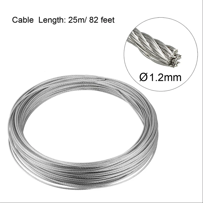 Uxcell Stainless Steel Wire Rope Cable 304 Grade for Hoist Lifting Grinder Pulley Wheel