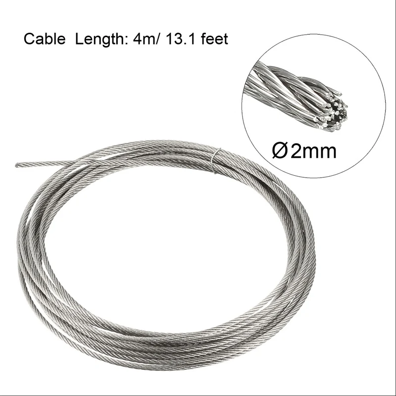 Uxcell Stainless Steel Wire Rope Cable 304 Grade for Hoist Lifting Grinder Pulley Wheel