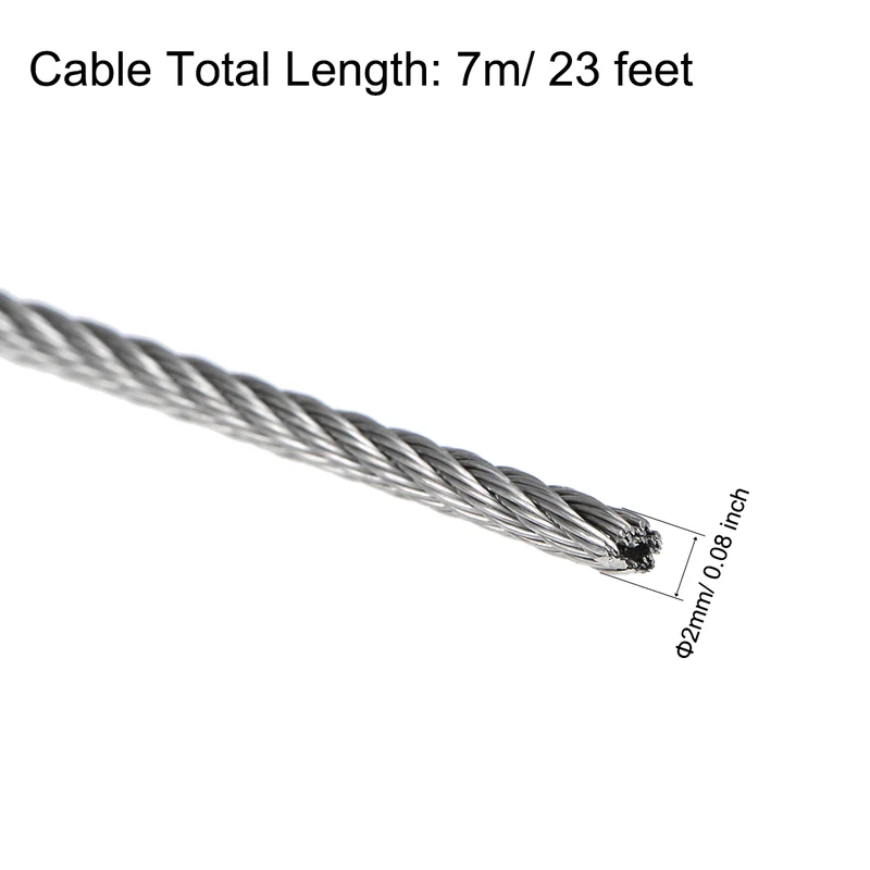 Uxcell Stainless Steel Wire Rope Cable 304 Grade for Hoist Lifting Grinder Pulley Wheel