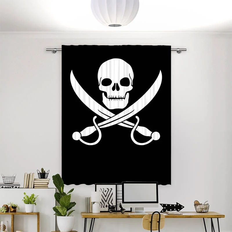 Vorhang Motiv "Totenkopf Saebel"