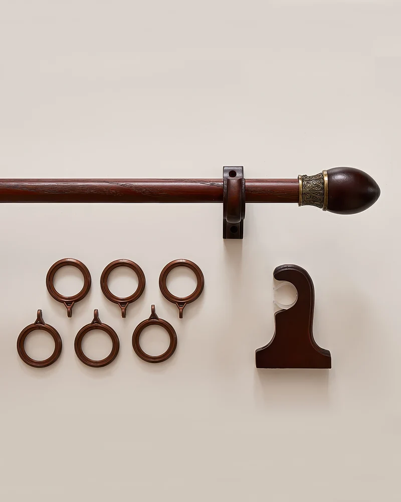 Classic Red Carved Custom Finials Curtain Rods